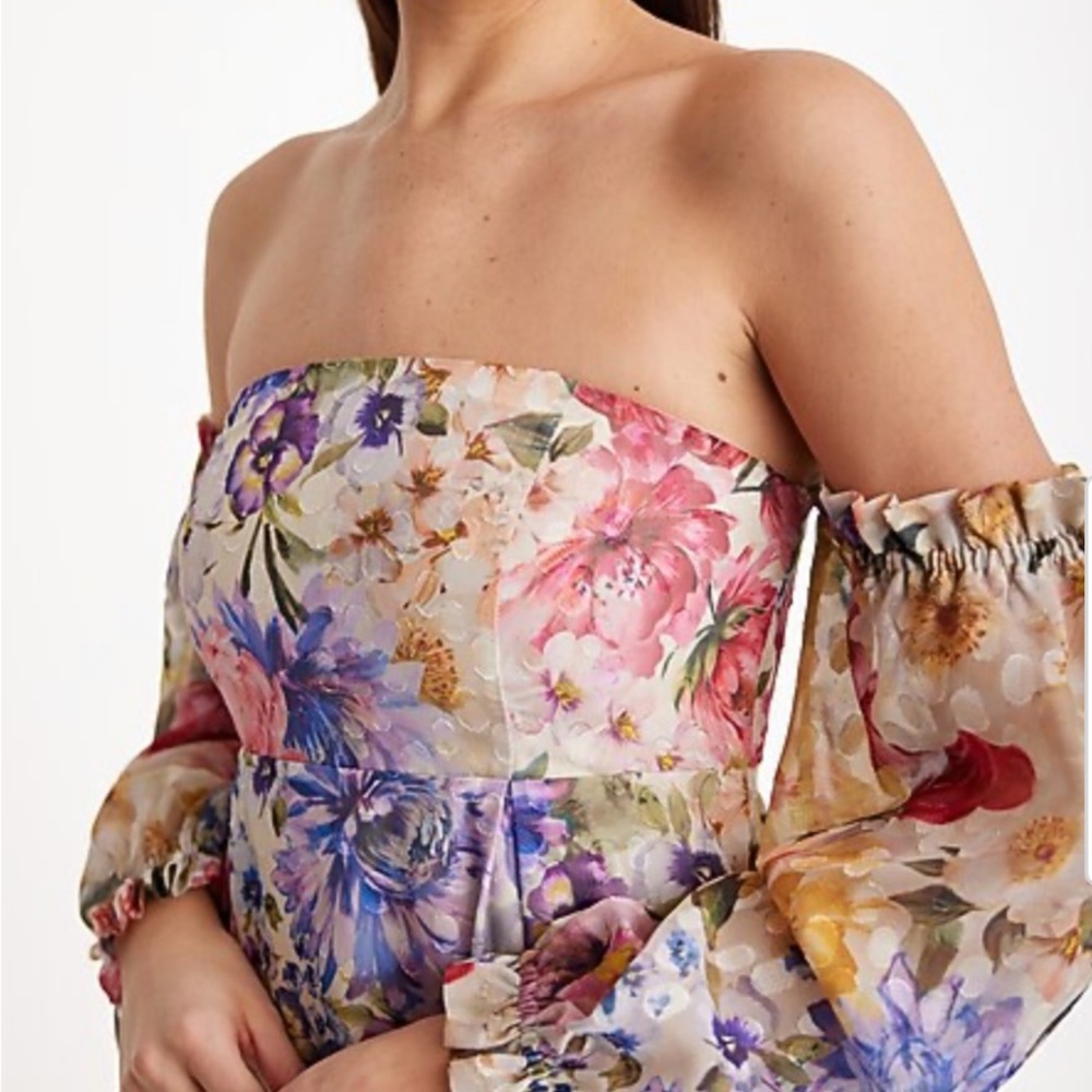 Express Floral Strapless Dress - Multicolor